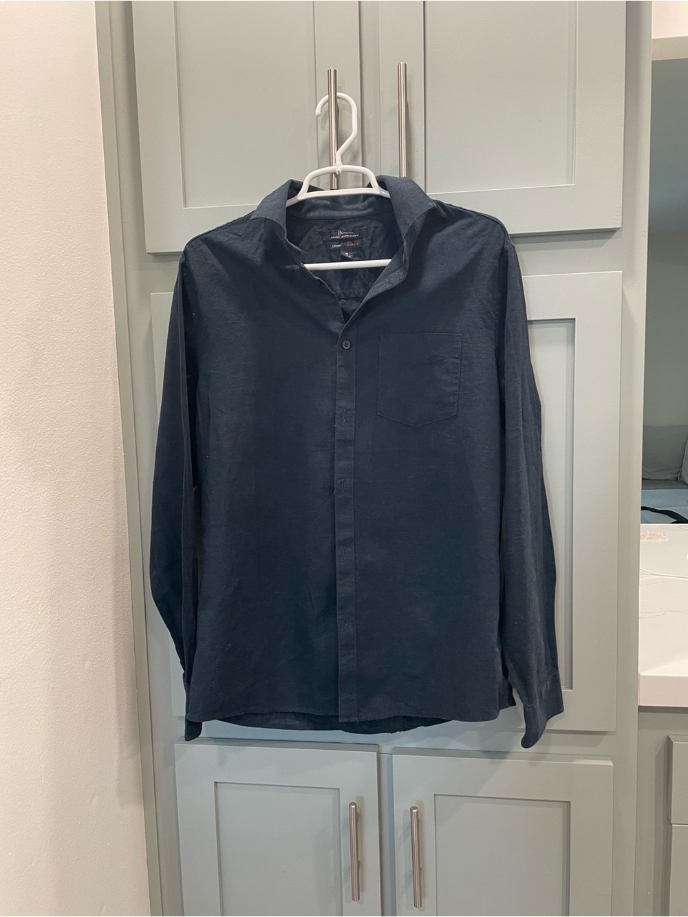 Marc Anthony Dark Navy Long-Sleeve Button Shirt